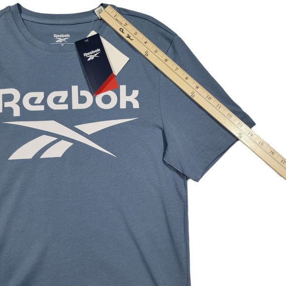 Reebok T-Shirts Mens Training Ri Big Logo Tee GS1614 (Size S) Blue Slate - Picture 5 of 5